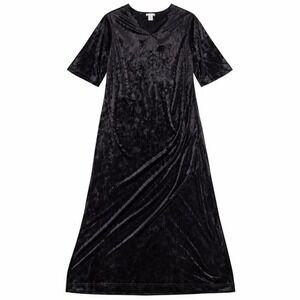 Cabernet Crushed Velvet Robe – M Black V-Neck Lounge